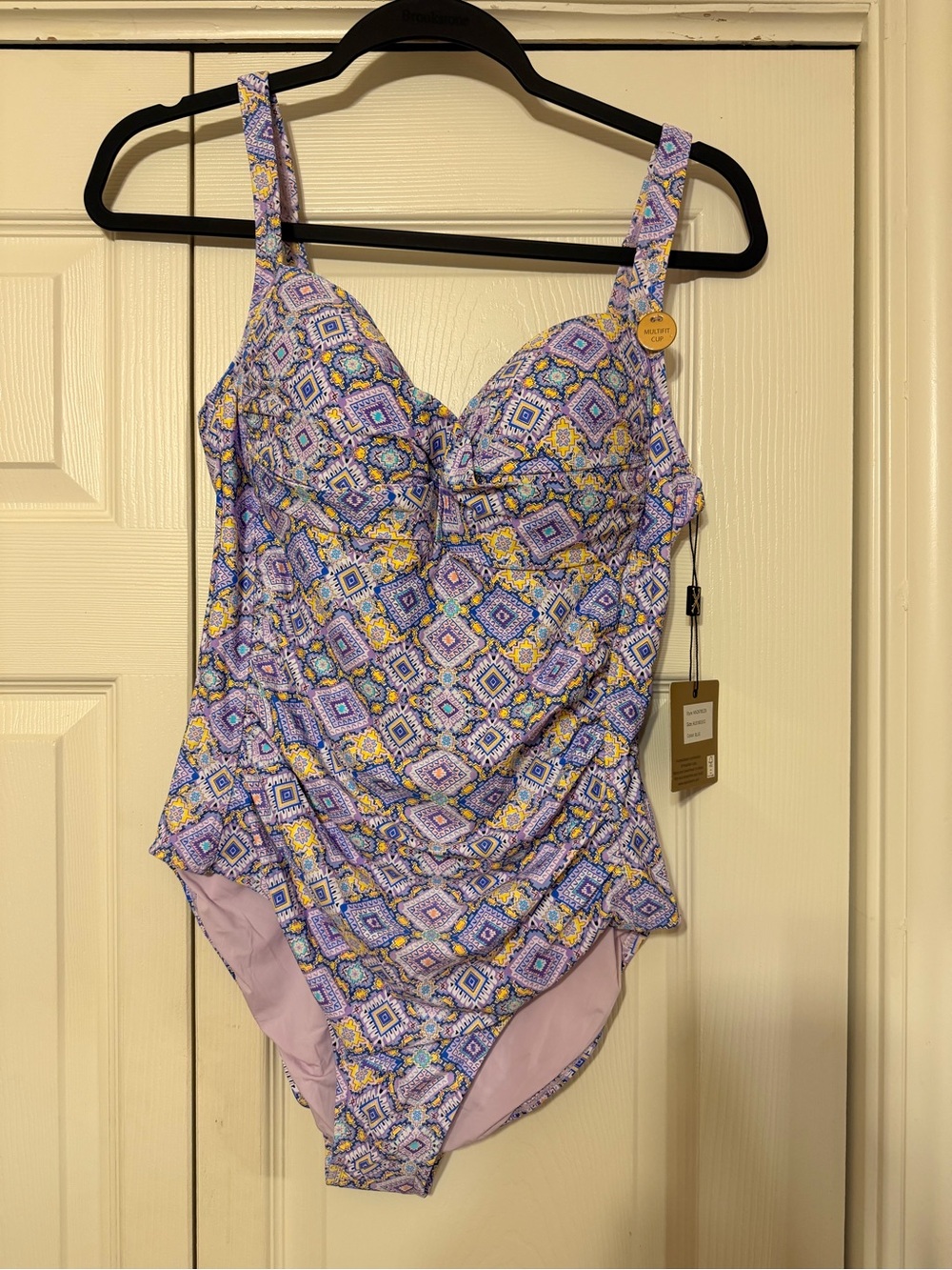 Nip Tuck Purple Tile-Print One-Piece